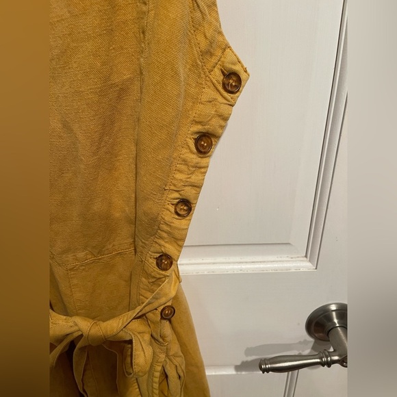 C&C California Linen Blend Mustard Yellow Jumpsuit 6 - Picture 3 of 5